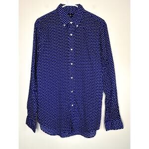Ralph Lauren Royal Blue Geometric Square Corporate Old Money Oxford Shirt M